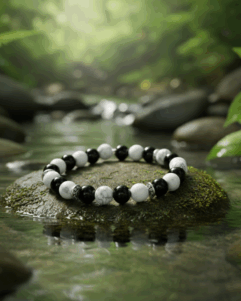 Howlite and black obsidian bracelet