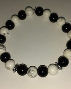 Howlite and black obsidian bracelet